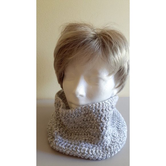 Cowl style scarf  white-gray melange - Picture 1 of 10
